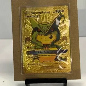 Pokemon Toys Pikachu Mega Rayquaza Cosplay Metal Gold Foil Pokemon 